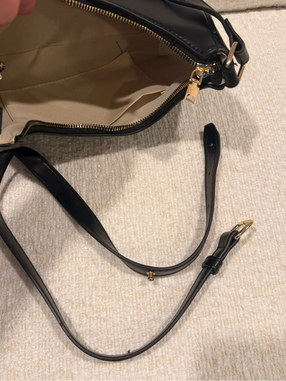 Classic Black Vegan Leather Shoulder Bag